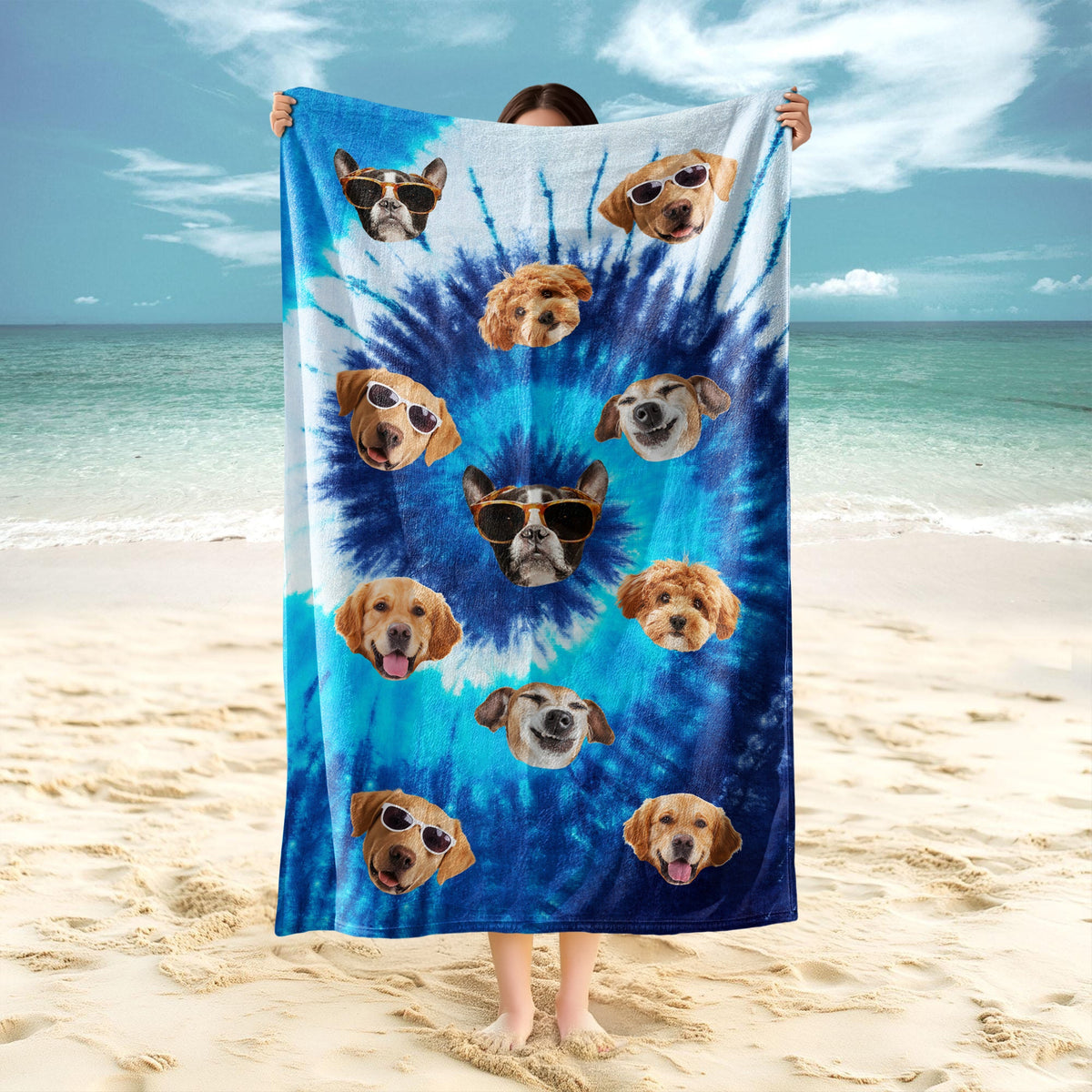 Custom Photo Tie Dye Background Beach Towel HO82 894168