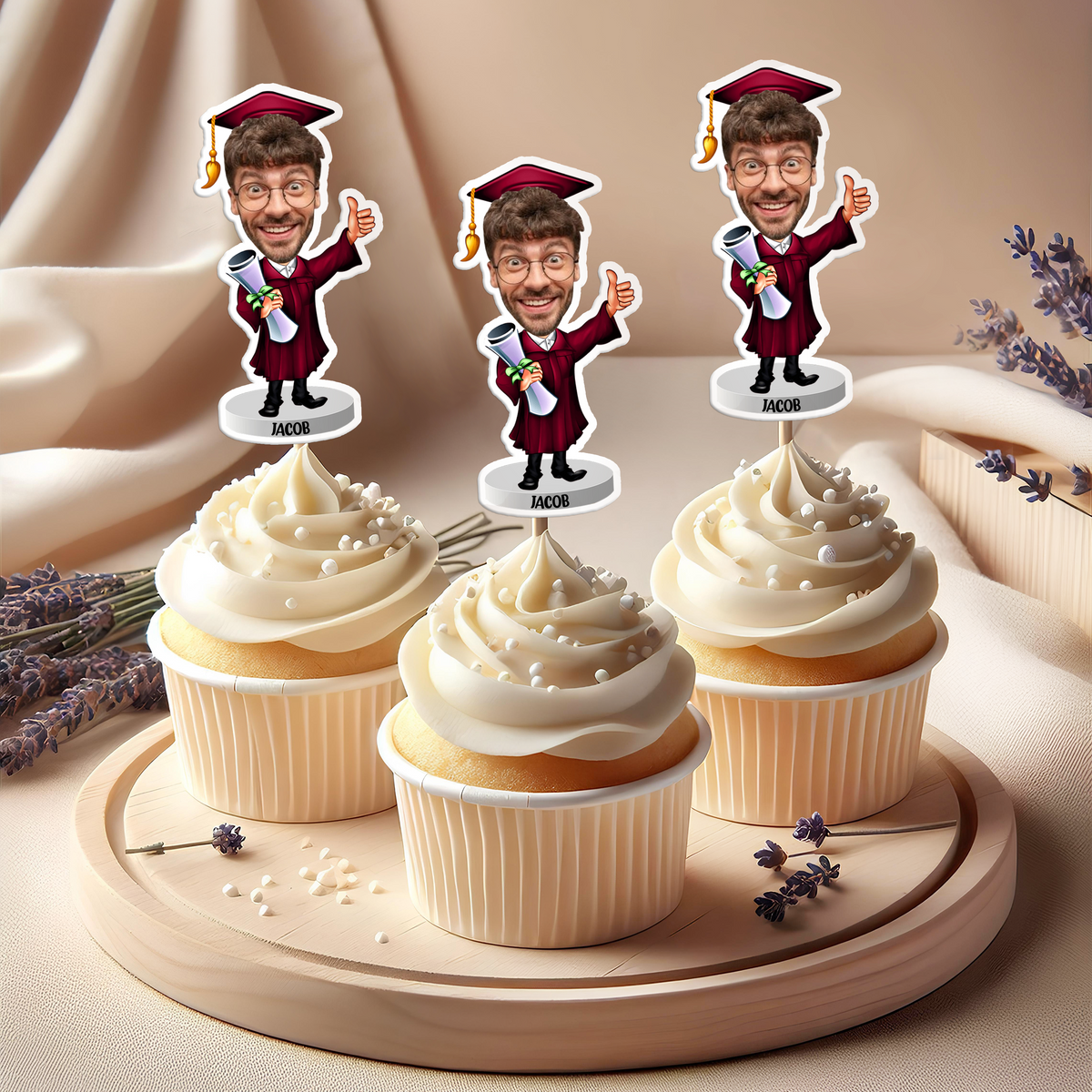 Custom Graduation Photo Acrylic Cupcake Topper Gifts For Graduation HO82 901400