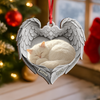 Personalized Cat Sleeping Angel Wings Wood Ornament, Pet Memorial Keepsake HA75 921764