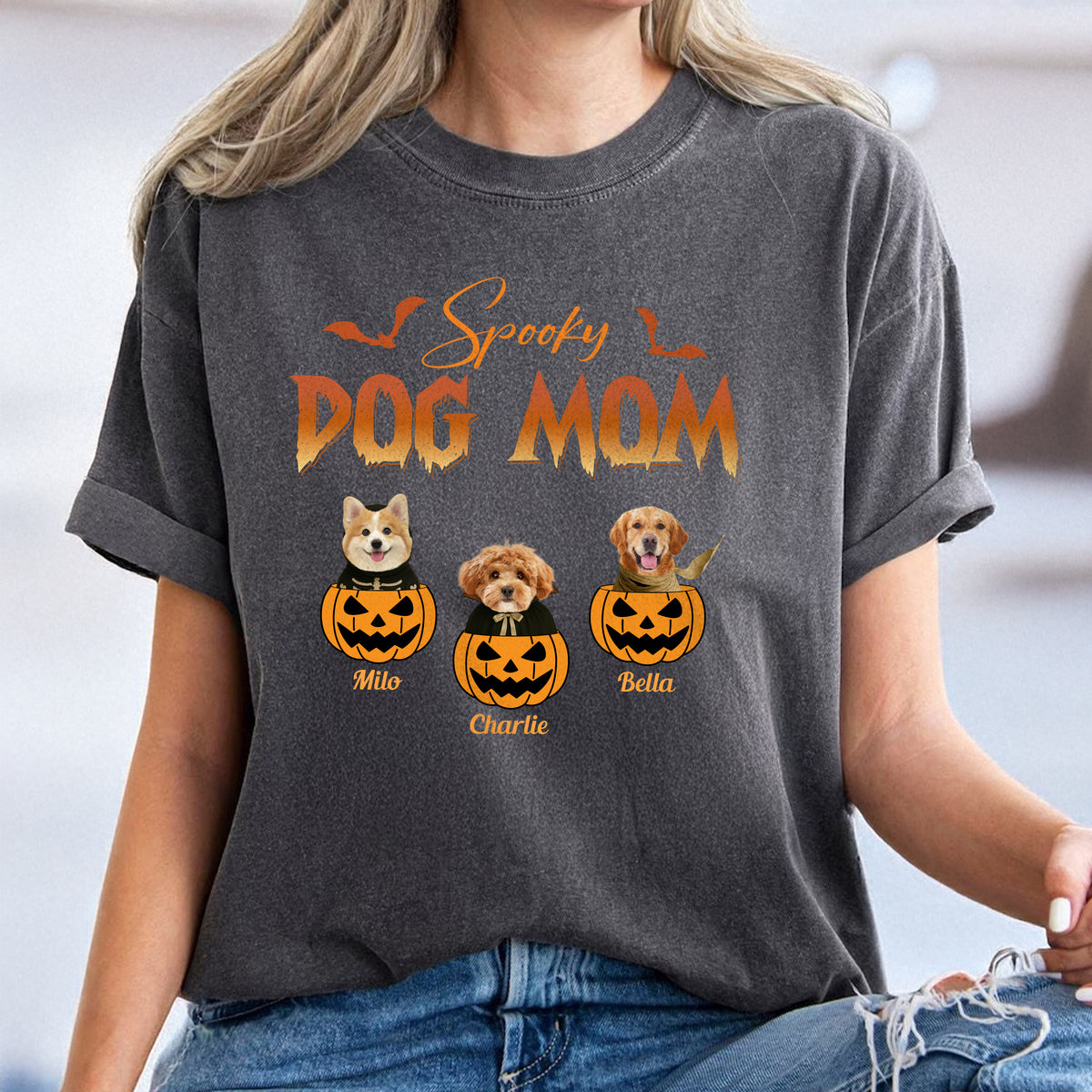 Custom Photo Spooky Dog Mom Comfort Shirt For Halloween TH10 896153
