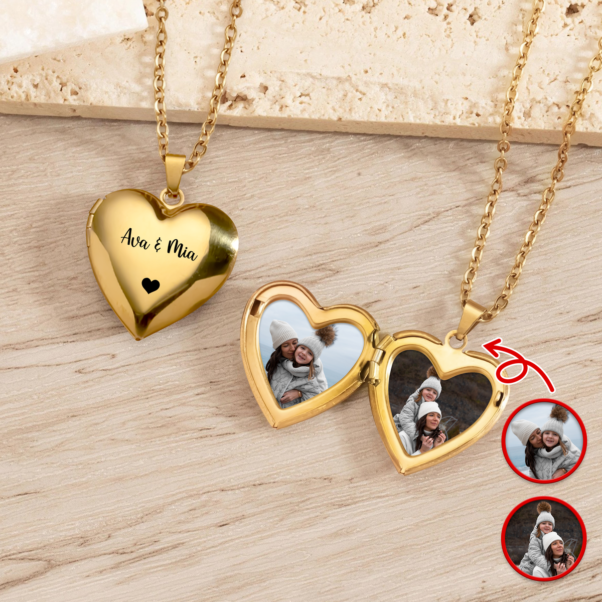 Custom Photo For Mom and Kids Heart Locket Necklace TH10 898771
