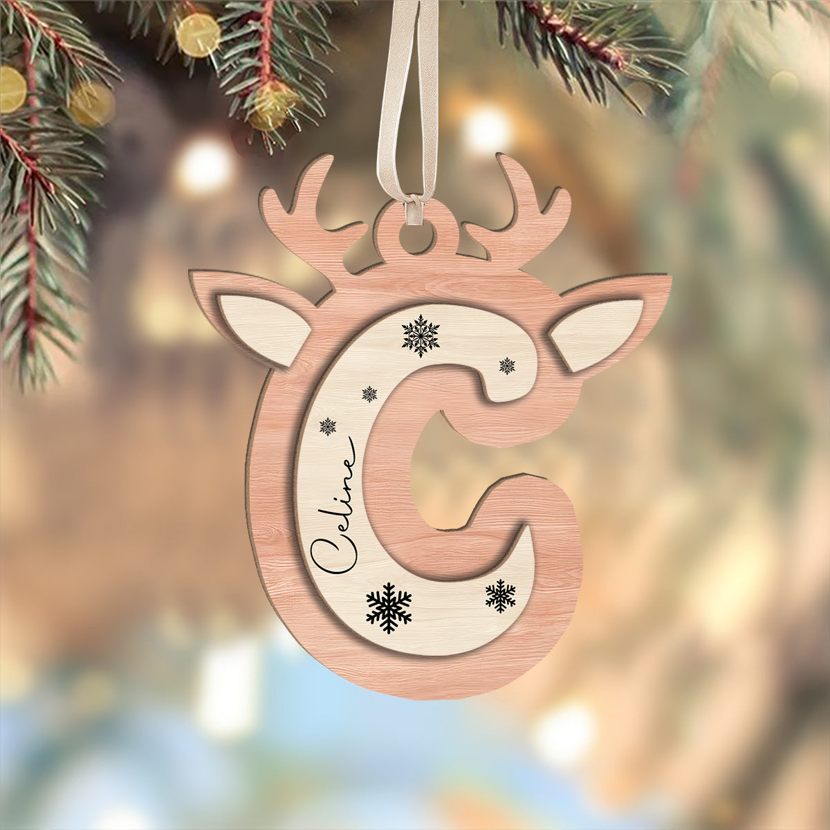 Personalized Reindeer Letter Wood Ornament For Christmas Gifts TH10 896319