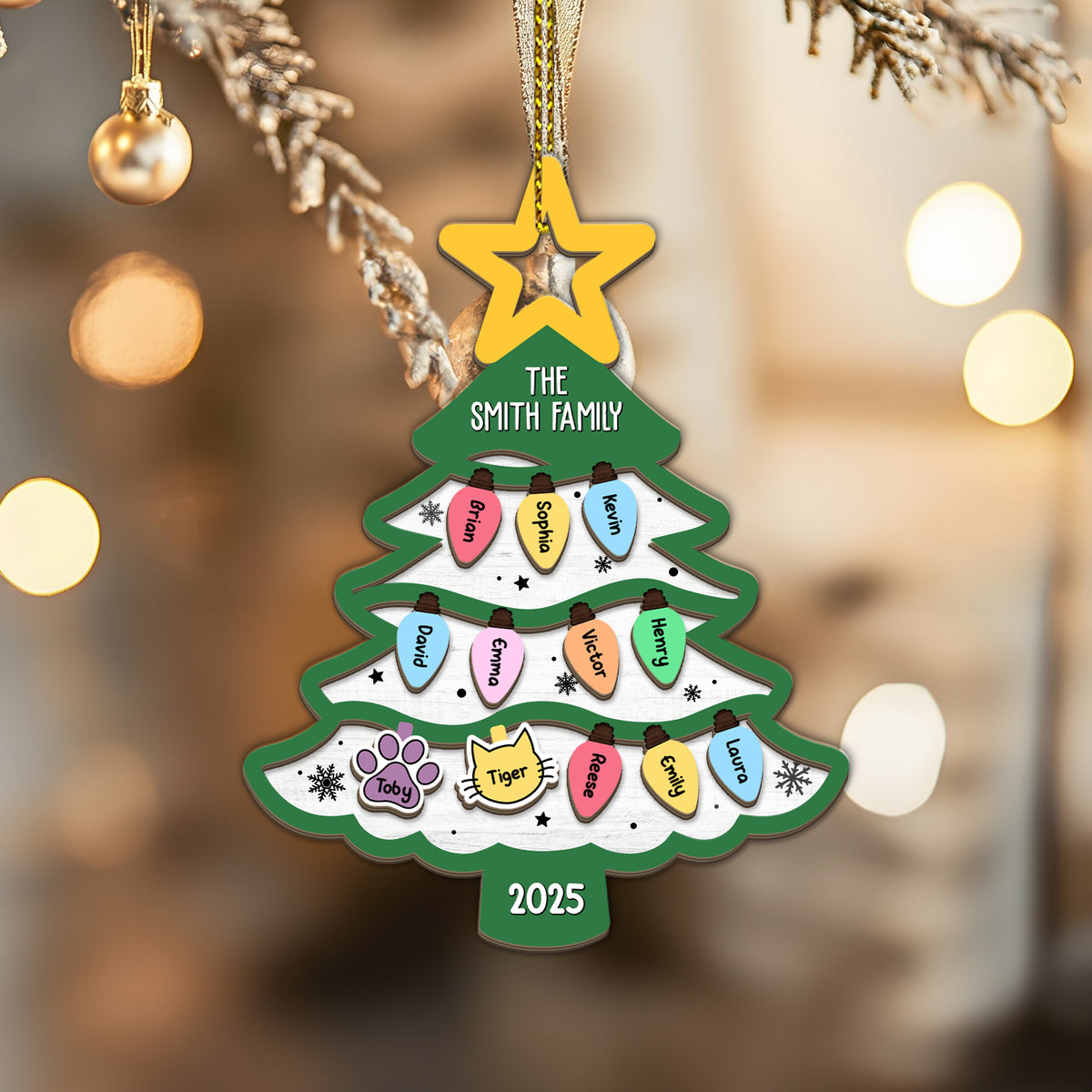 Personalized Family Tree Ornament 2025 Gift For Large Family With Pets HO82 894668