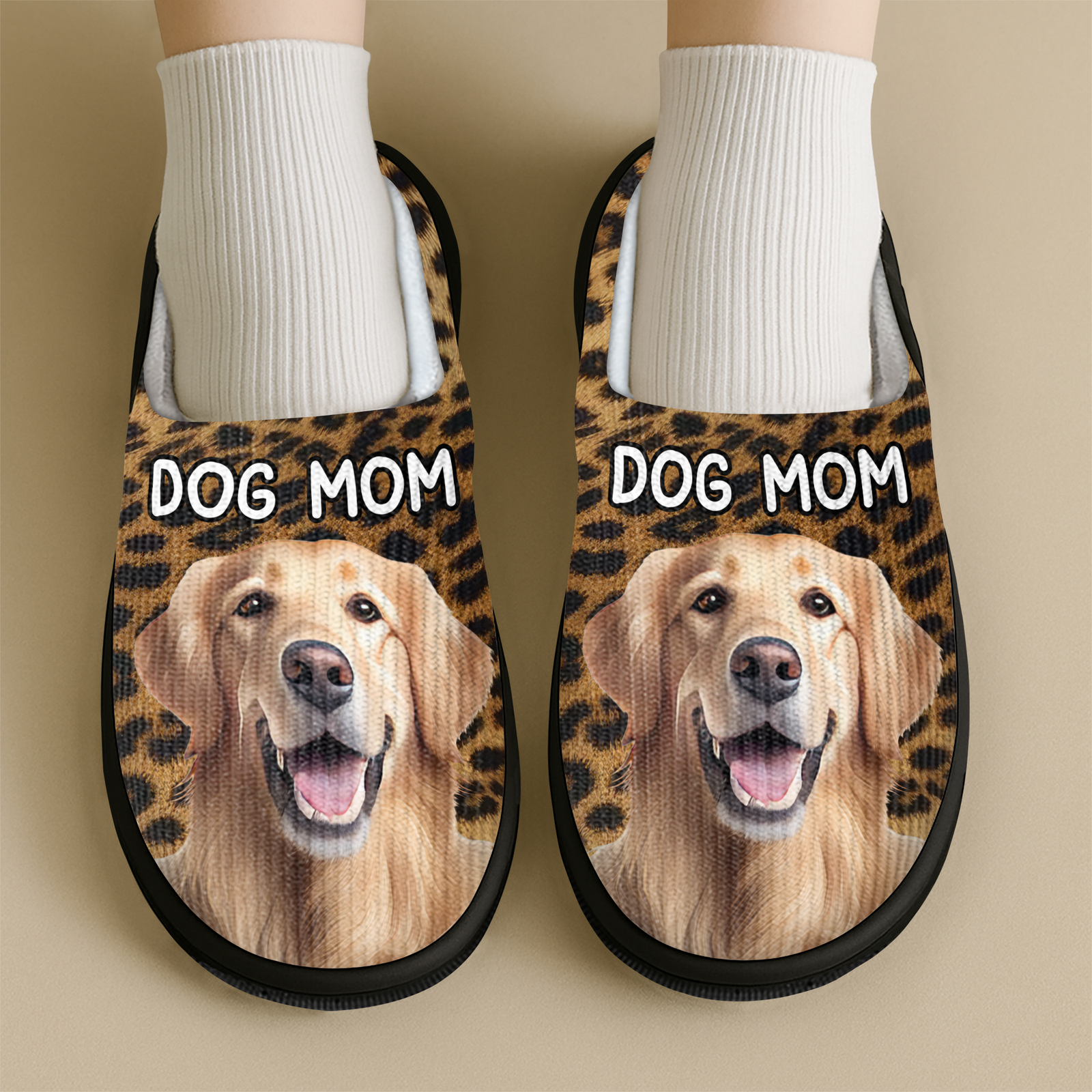 Custom Dog Photo Leopard Slipper For Dog Lovers CH07 896398