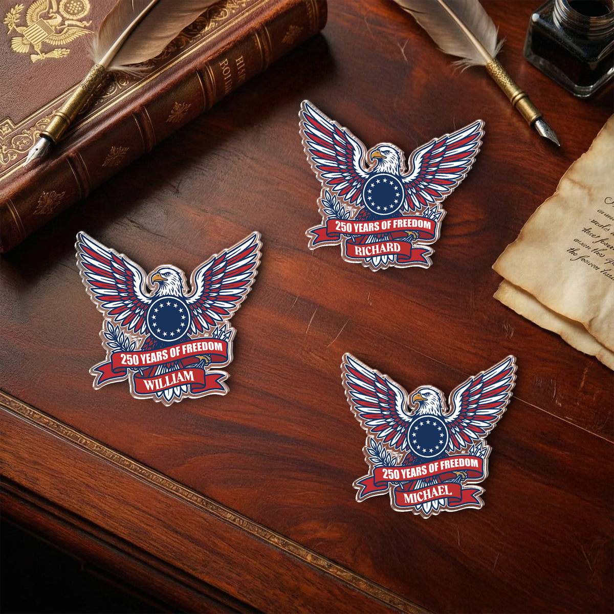 Eagle USA 250th Anniversary 1776-2026 Semiquincentennial Patriotic Acrylic Pin HO82 901802