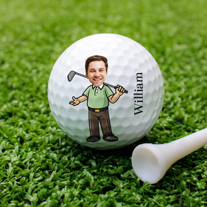 Personalised Cartoon Character Man Woman Double Sided Golf Ball with Name Gift for Golfer HO82 900912