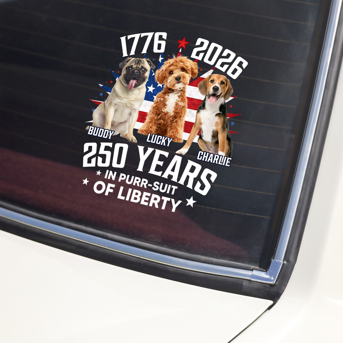 Custom Photo 250 Years In Purr-suit Of Liberty Vintage Dog Car Sticker HO82 901236