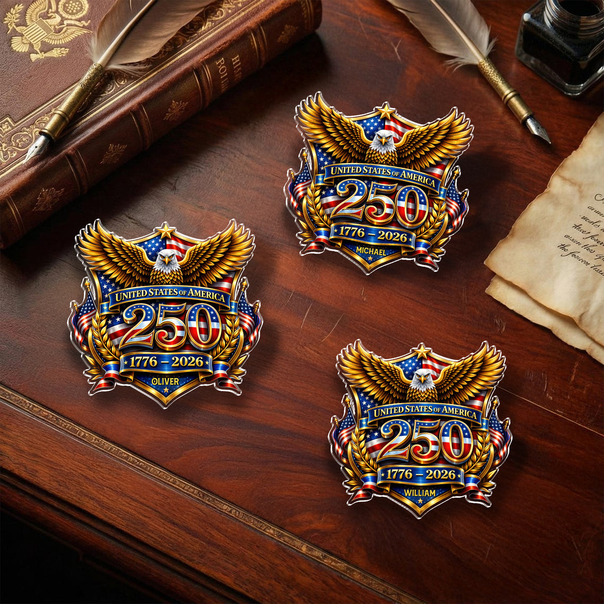 Personalized America 250th Anniversary Patriot Eagle Acrylic Pin HA75 920980