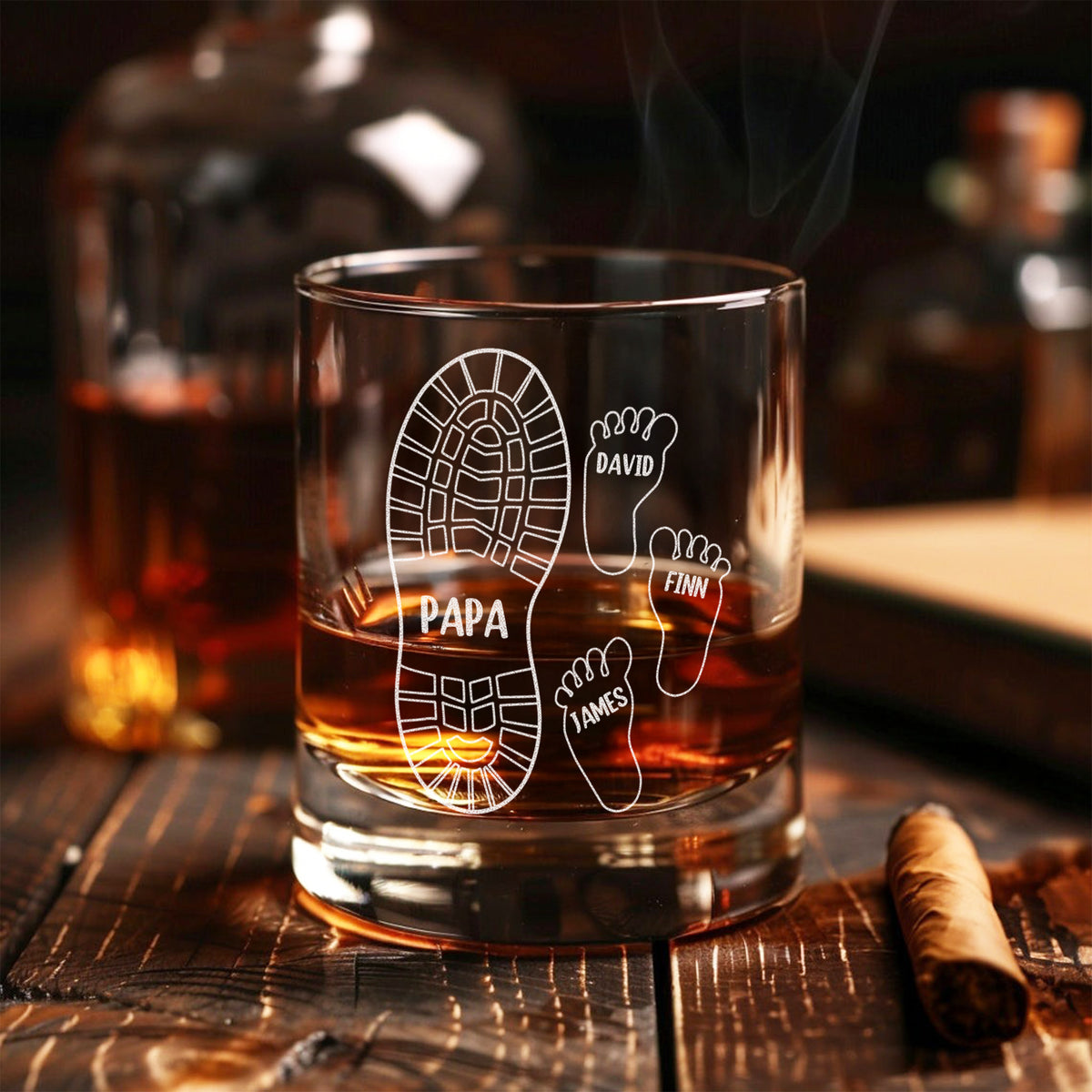 Personalized We're Following Your Footsteps Father Whiskey Glass LM32 893553