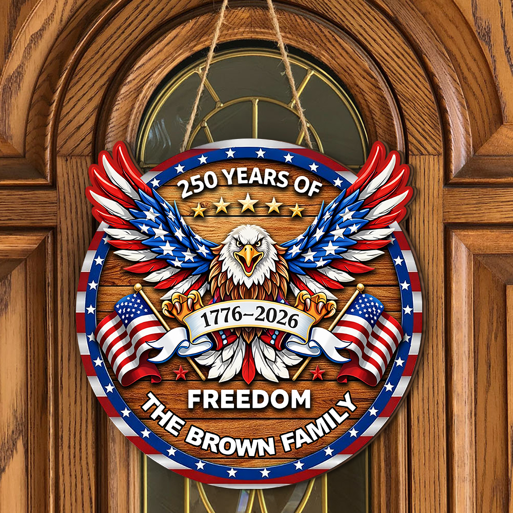 Personalized Family Name 250 Years of Freedom Eagle Door Sign HA75 920920