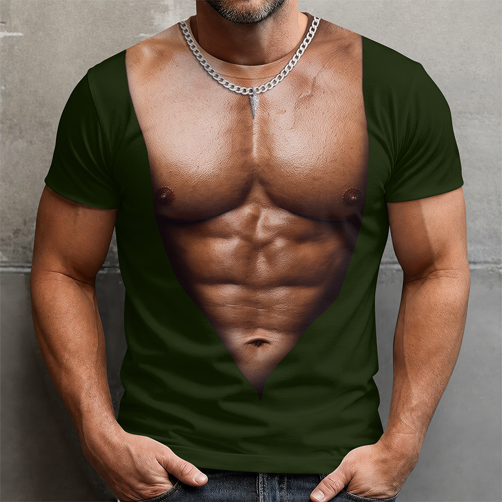 Personalized Funny Hairy Chest Illusion 3D Shirt - Novelty Gift for Men CH07 180124