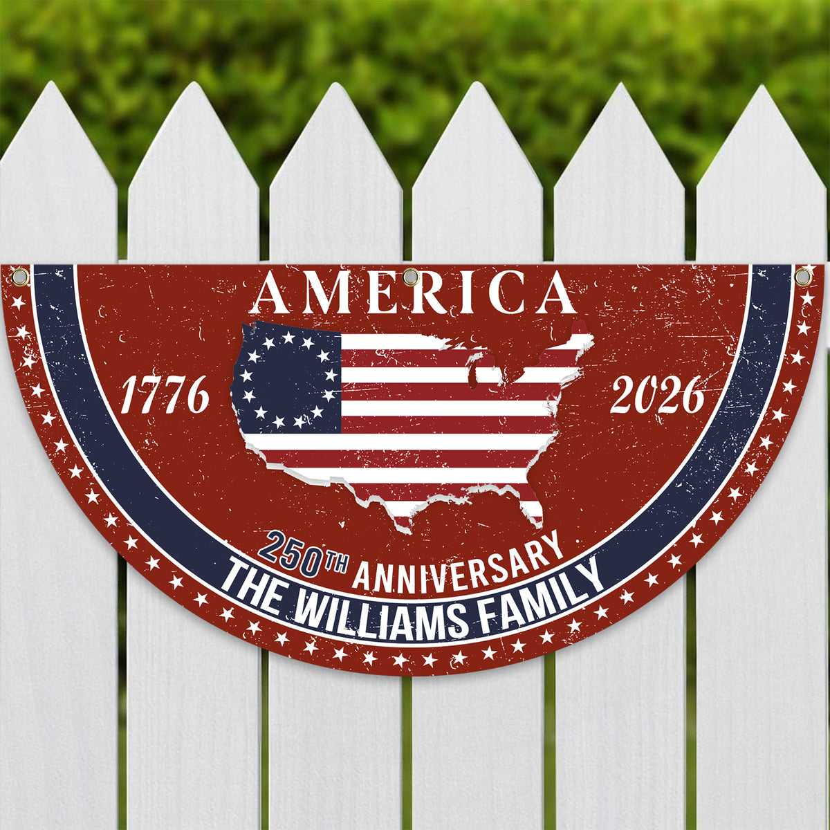 Personalized Family Name America 250th Anniversary Non-Pleated Fan Flag HA75 920286