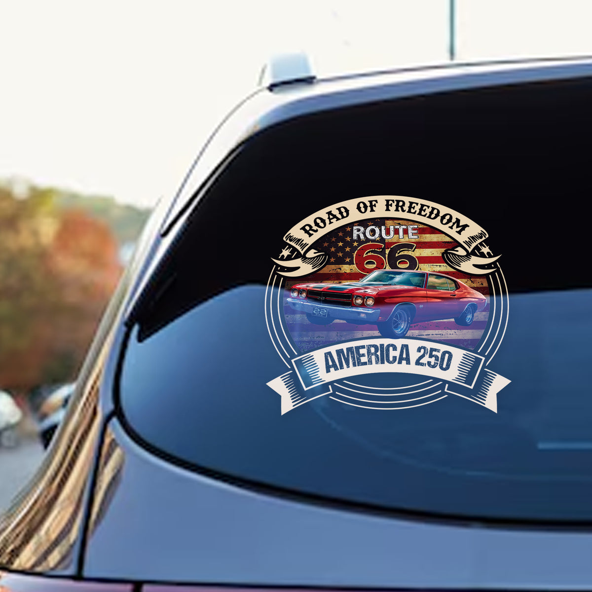 Custom Car  Photo Route 66 Road Of Freedom American 250 Car Window Decal Sticker TH10 898501