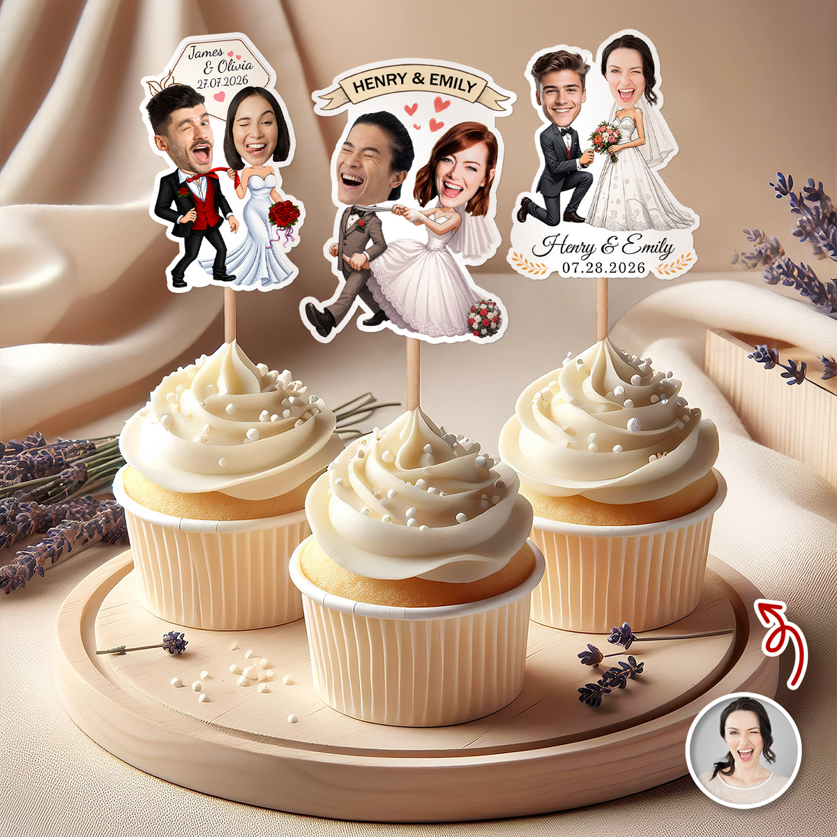 Custom Couple Photo Wedding Cupcake Toppers Bridal Shower Party Decor, Wedding Keepsake Gift LM32 669659