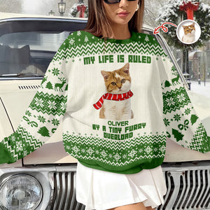 Custom Cute Cat Photo Ruled By Tiny Furry Overlord Ugly Sweater LM32 895585
