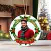Custom Photo Christmas Wreath Ceramic Ornament, Personalized Holiday Keepsake TH10 171375