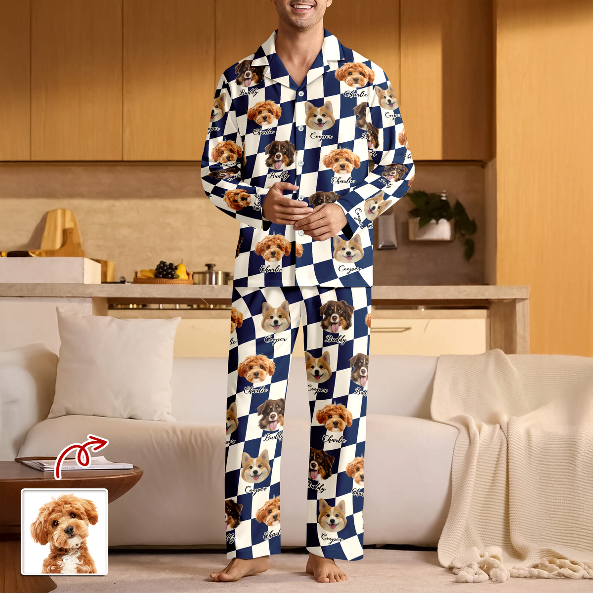 Custom Dog Photo Checker Design For Dog Lover Pajamas TH10 894979
