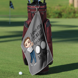 Personalised I Use This Towel to Clean My Balls Waffle Golf Towel with Cartoon Sport Man Gift for Golf Lover Man HO82 900836