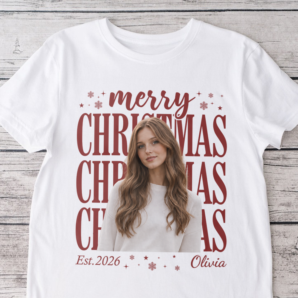 Custom Photo Merry Christmas Shirt, Personalized Holiday Gift For Family TH10 171123
