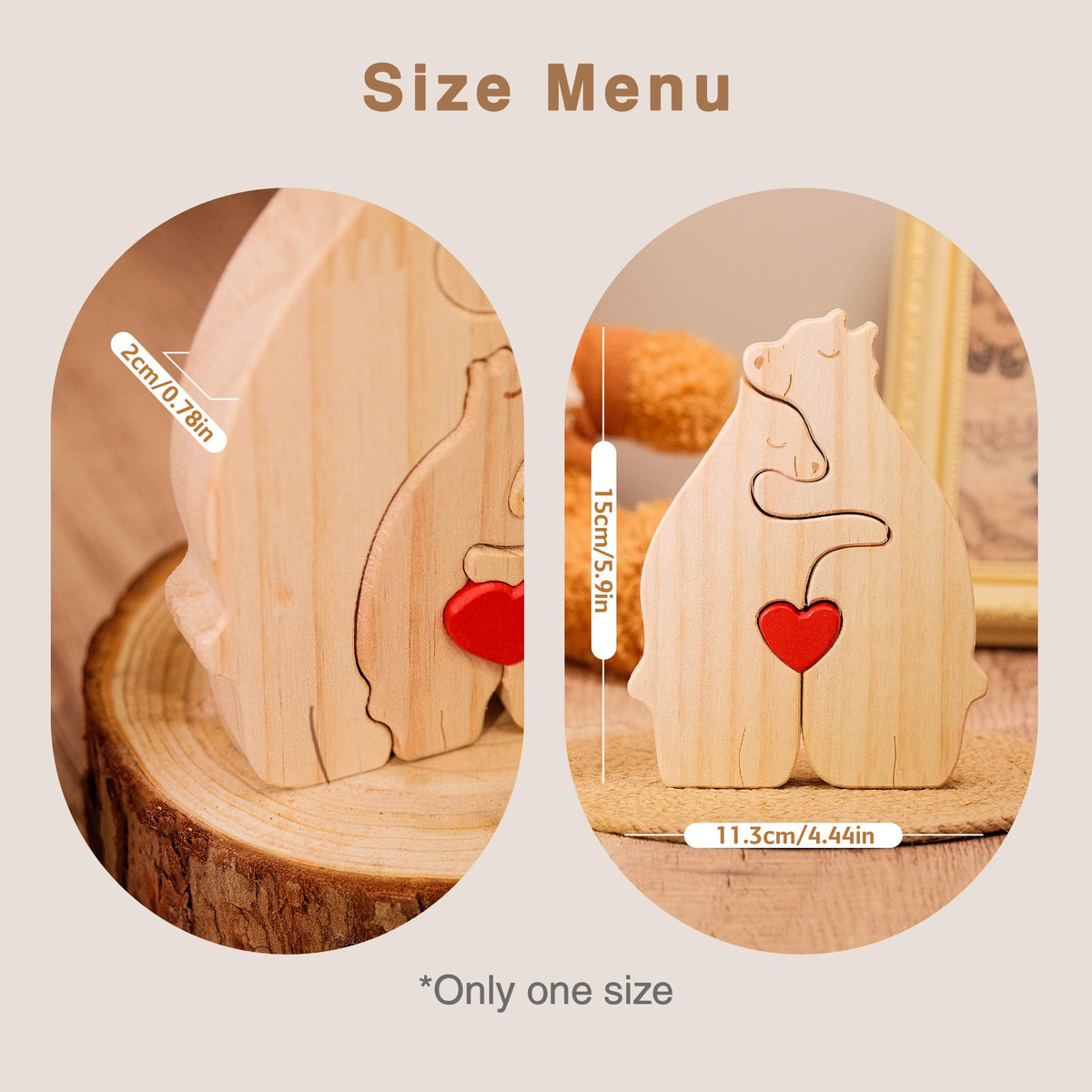 Custom Bear Family Shaped Wooden Puzzle - Personalized Engraved Family Name Puzzle Mother's Day, Father's Day Gift CH07 910792