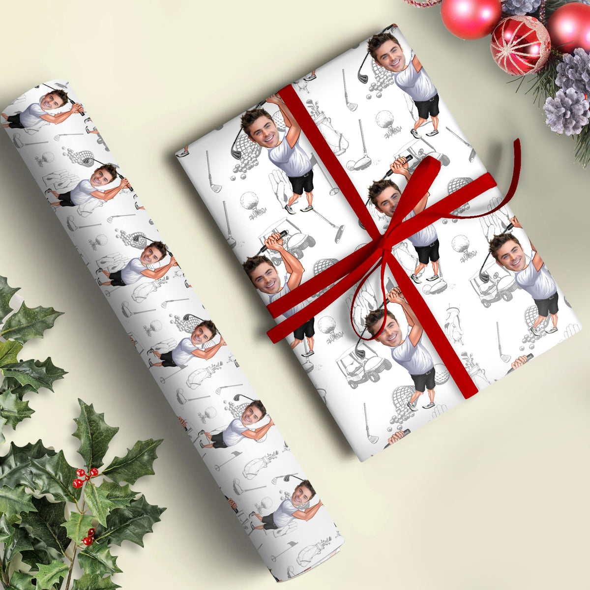 Custom Funny Golfer Photo Wrapping Paper Unique Gift LM32 893833