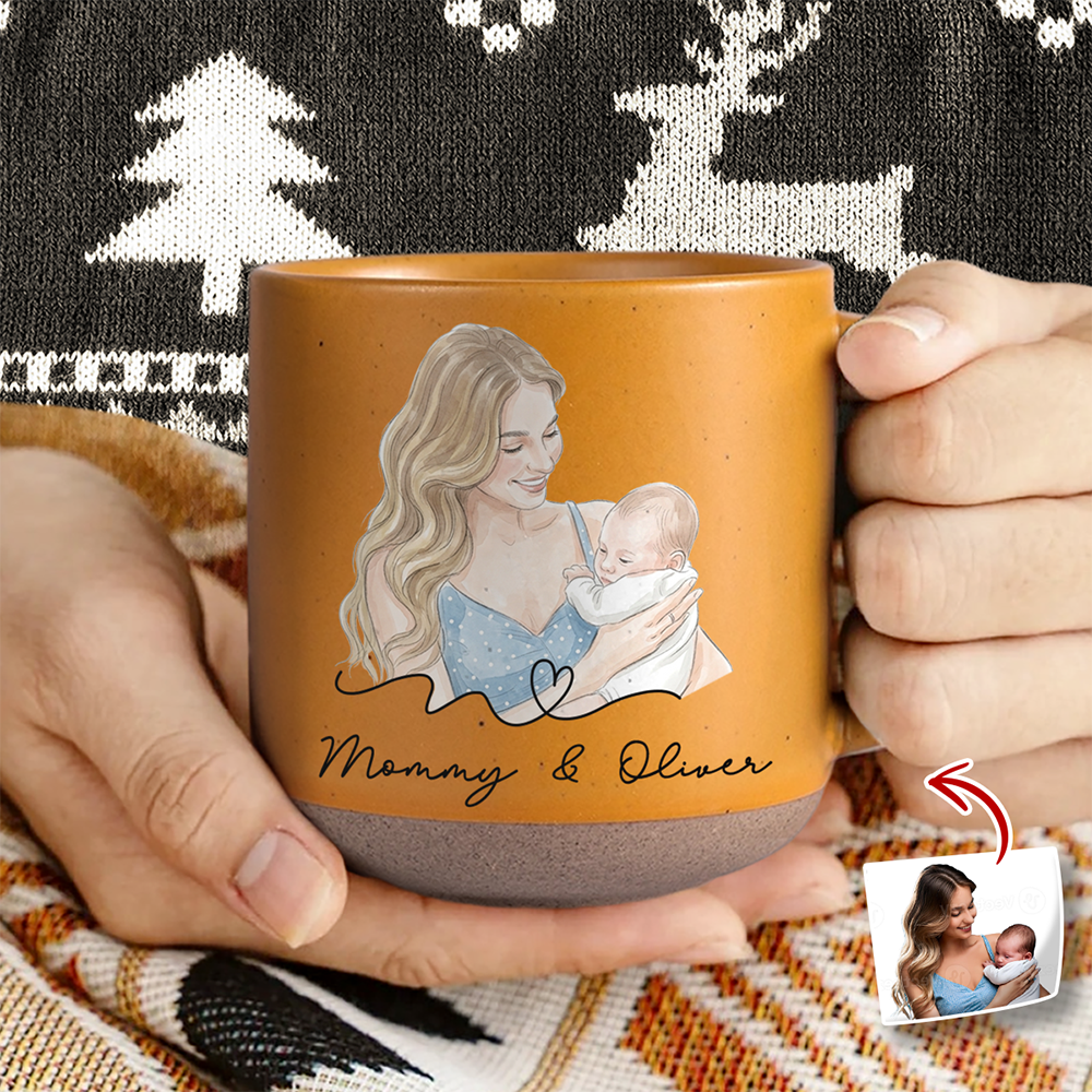 Custom Photo Mom And Kid Pottery Mug For Mother's Day TH10 169213