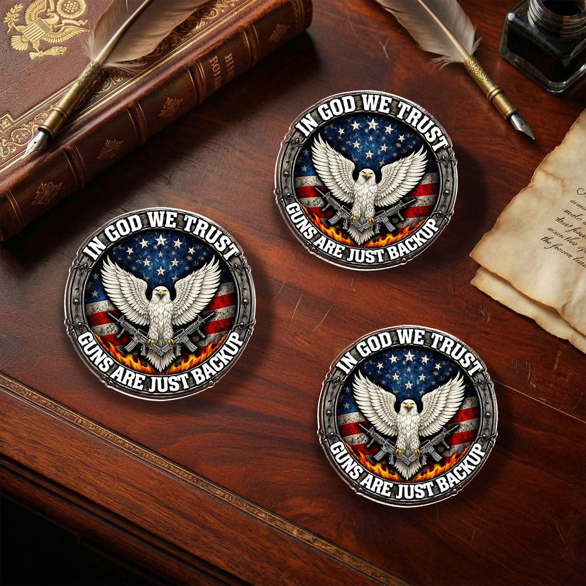 In God We Trust Eagle - Guns Are Just Backup Eagle Acrylic Pin LM32 899527