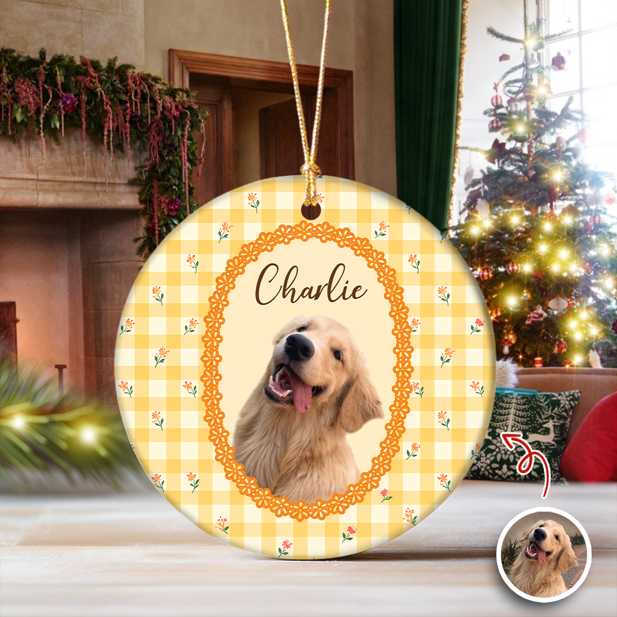 Custom Pet Photo Vintage Ceramic Ornament Gift For Pet Lovers LM32 669755