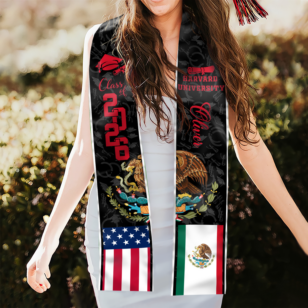 Custom Class of 2026 Mexican American Flag Graduation Stole TH10 898307