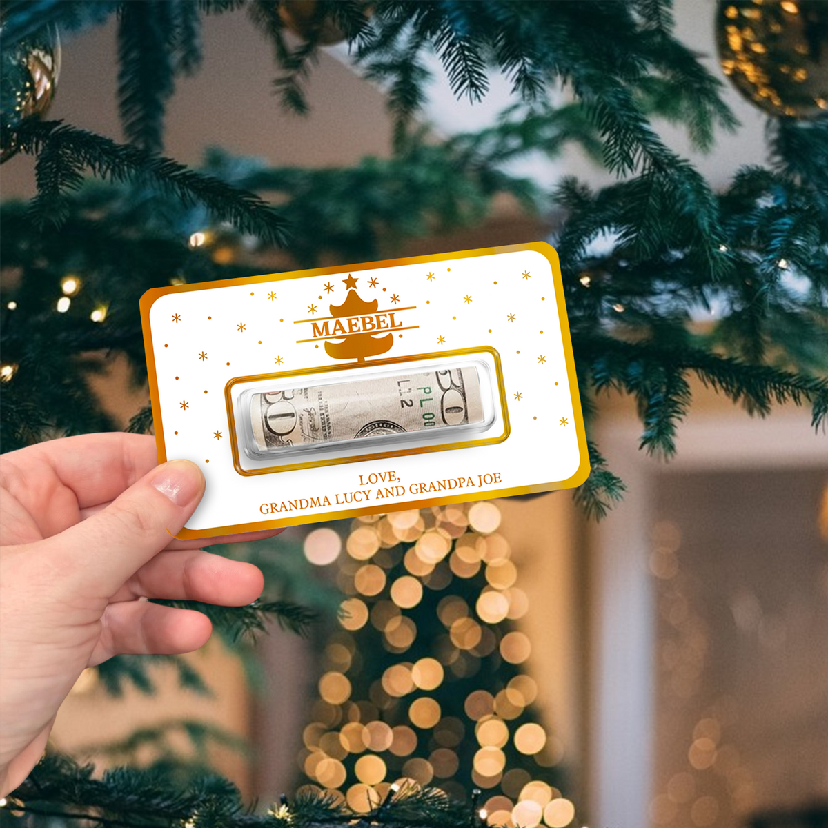 Personalized Merry Christmas Money Holder Card, Festive Cash Gift for Family & Friends LM32 669997