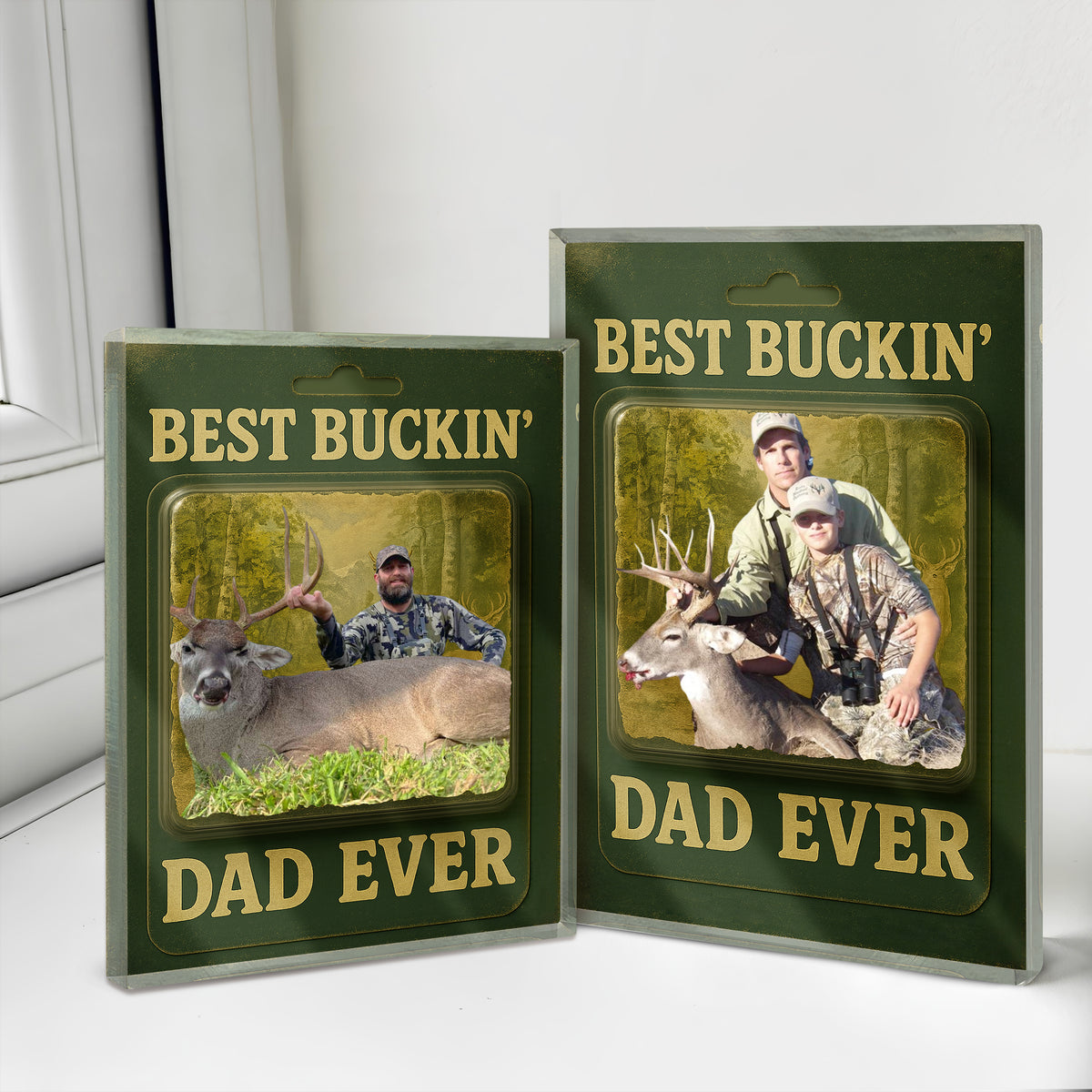 Custom Photo Hunting Dad Buckin Dad Ever Acrylic Block Plaque Gift For Father's Day HO82 893768