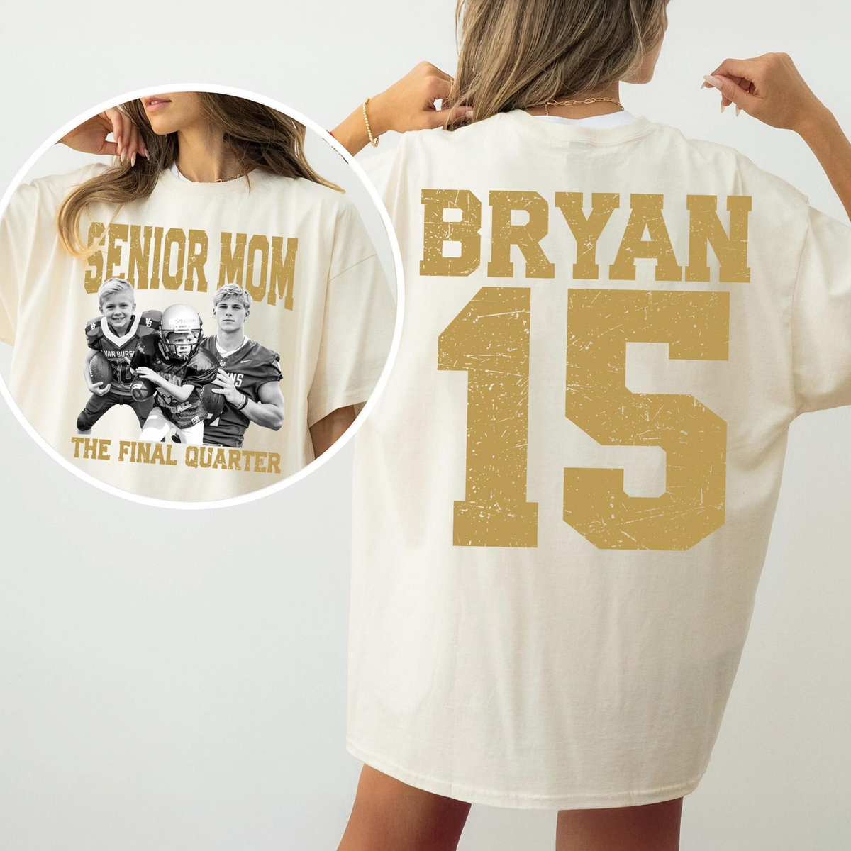 Custom Senior Dad Mom Football Shirt, Personalized Photo Tee with Name & Number Back, The Final Quarter, Class of 2027 Gift HO82 903214