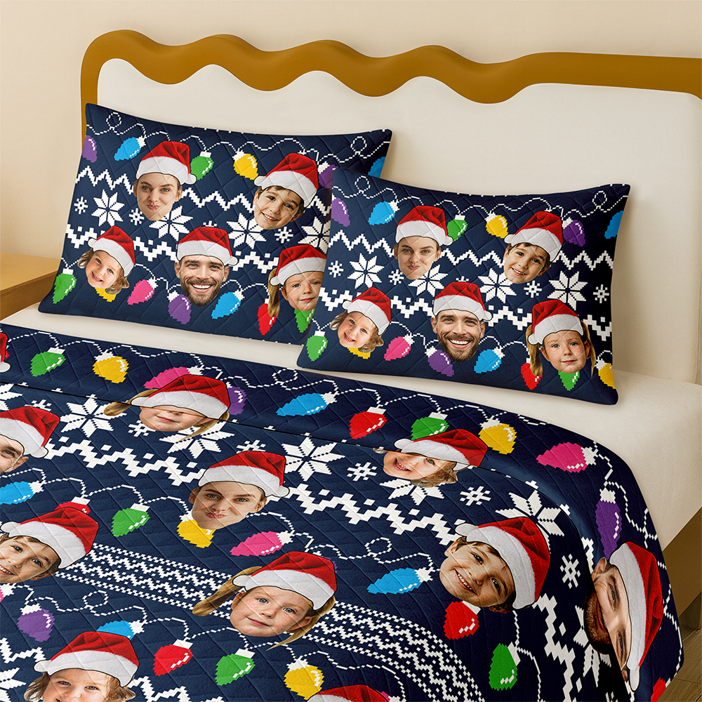 Personalized Family Photo Christmas Bedding Set Holiday Gift for Family TH10 171041