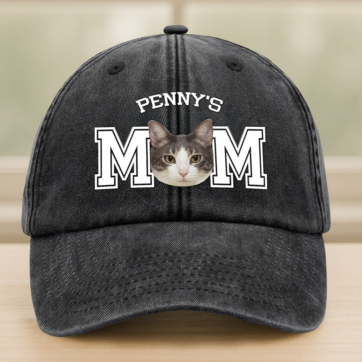 Custom Photo Dog Cat Dad Washed Denim Baseball Cap HA75 892466