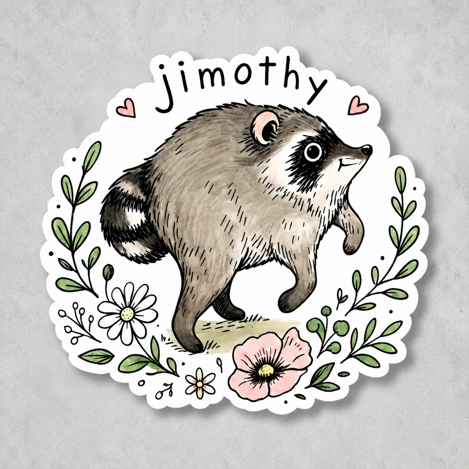 Jimothy Raccoon Roll Sticker Cottagecore Raccoon Wildlife Animal Lovers Decal CH07 180260