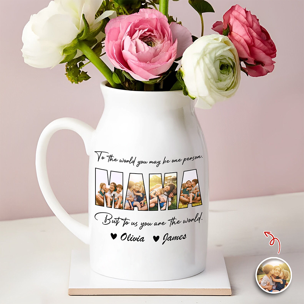 Custom Photo Mom, To Me You Are The World To Mom Vase Mothers Day Gift CH07 910914