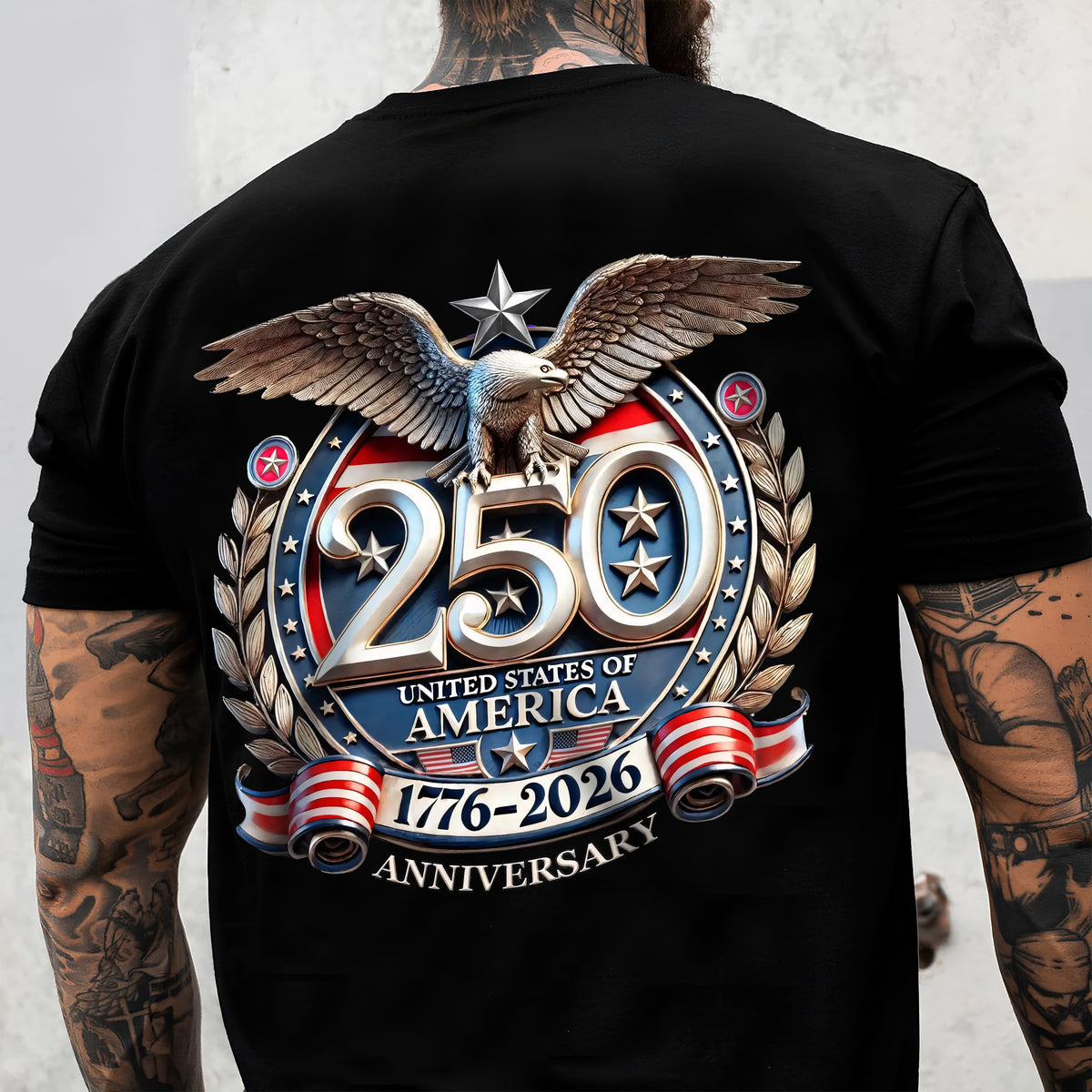 Freedom USA Eagles 250th Anniversary Semiquincentennial Back & Front Dark Shirt LM32 899191