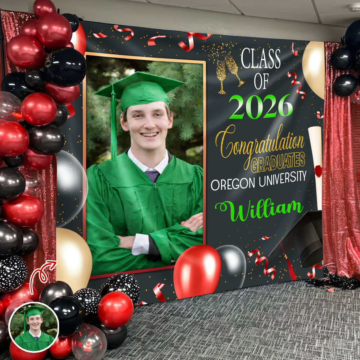 Custom Photo Congratulation Graduates Class of 2026 Backdrop TH10 898555
