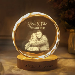 Custom Photo You And Me We Got This Couple Engraved Crystal Photo With Light HA75 898208