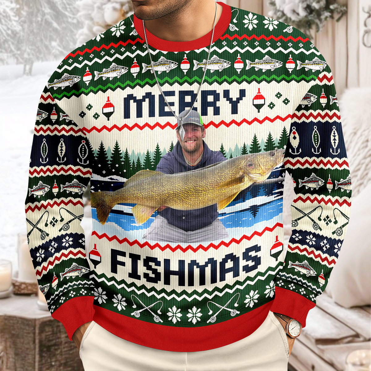 Custom Photo Merry Fishmas Personalized Ugly Sweater Christmas Gifts HA75 919614