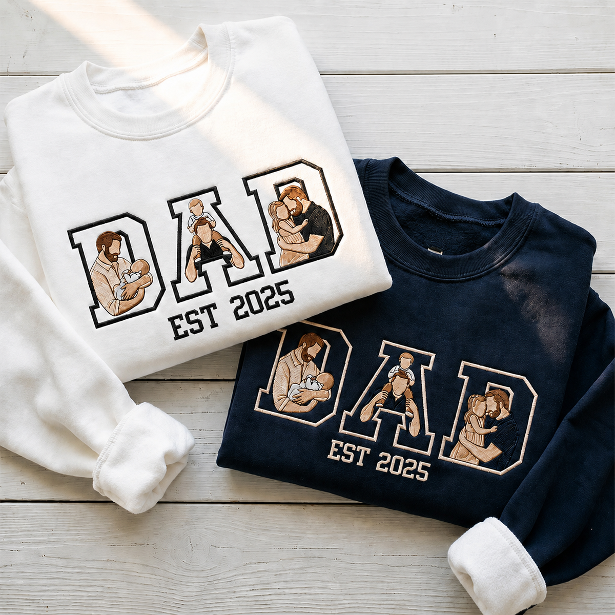 Custom Portrait from Photo Dad Embroidered Sweatshirt - Personalized Father’s Day Gift CH07 911718