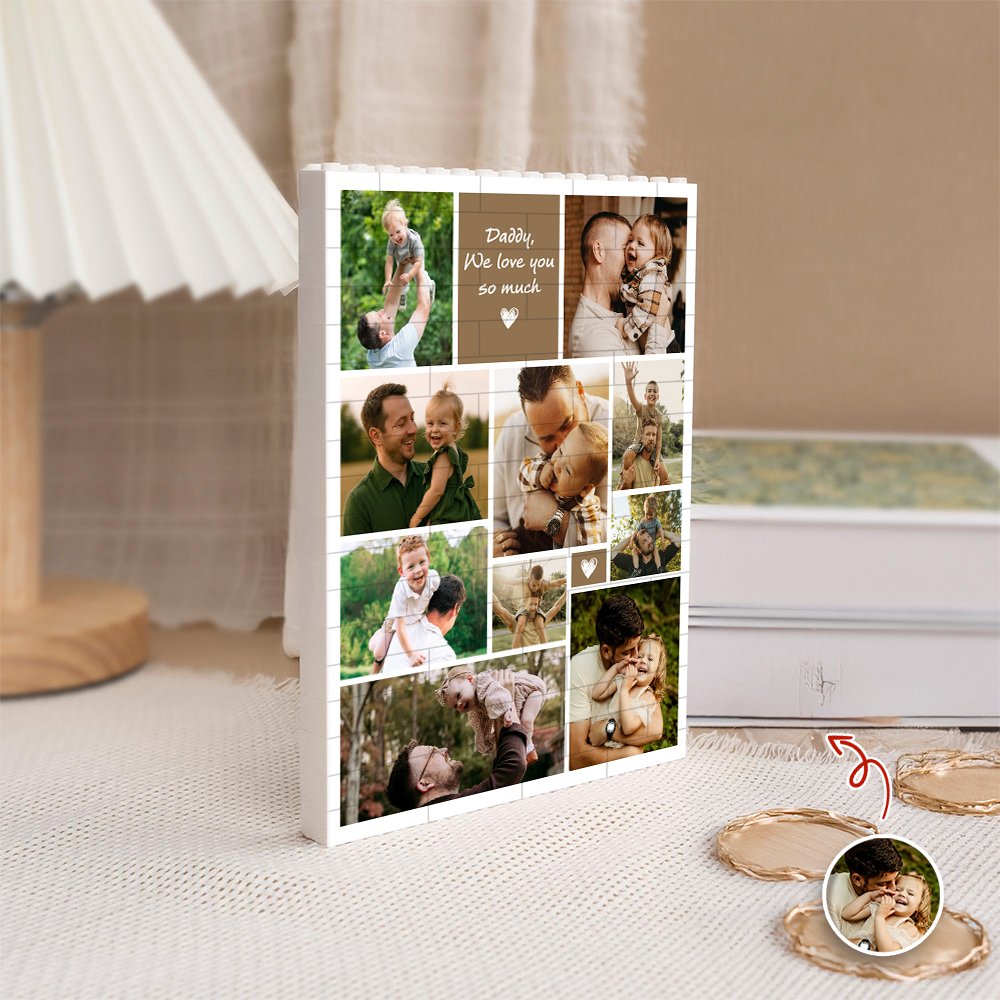 Personalized Daddy We Love You Photo Collage Building Brick Puzzle Gift CH07 911542