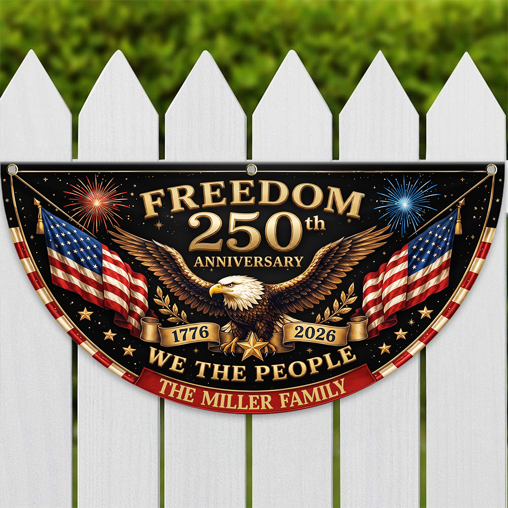 Freedom 250th Anniversary Non-Pleated Fan Flag, USA 1776-2026 Patriotic Decor LM32 669257