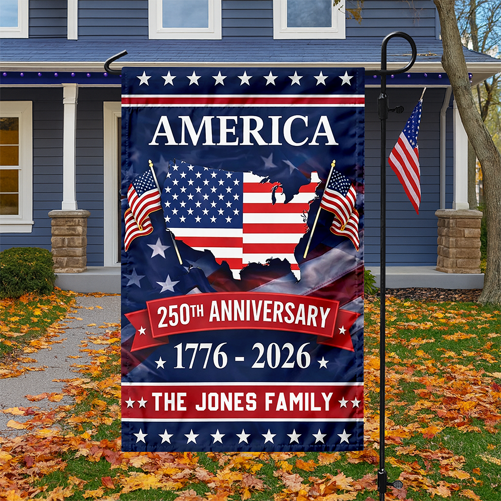 Custom Family Name America 250th Anniversary Garden Flag TH10 898825