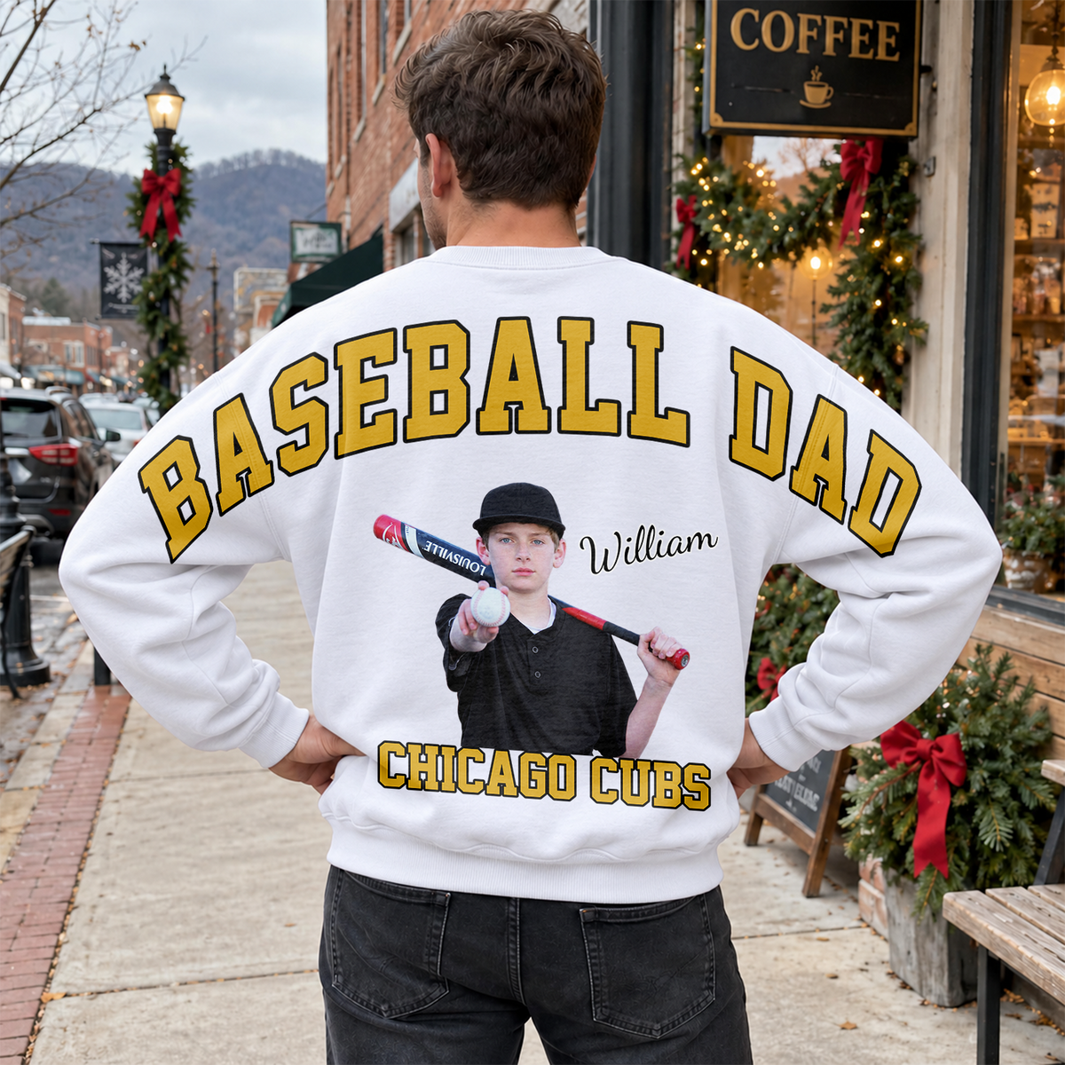 Custom Photo Baseball Dad Shoulder To Shoulder Sweatshirt CH07 181180