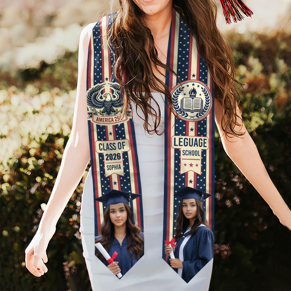 Custom Photo American 250 Senior Graduation Stole LM32 897877