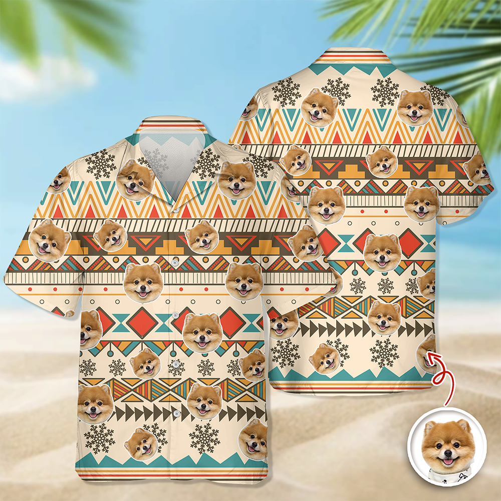 Custom Photo With Aboriginal Pattern Dog Hawaii Shirt CH07 911118
