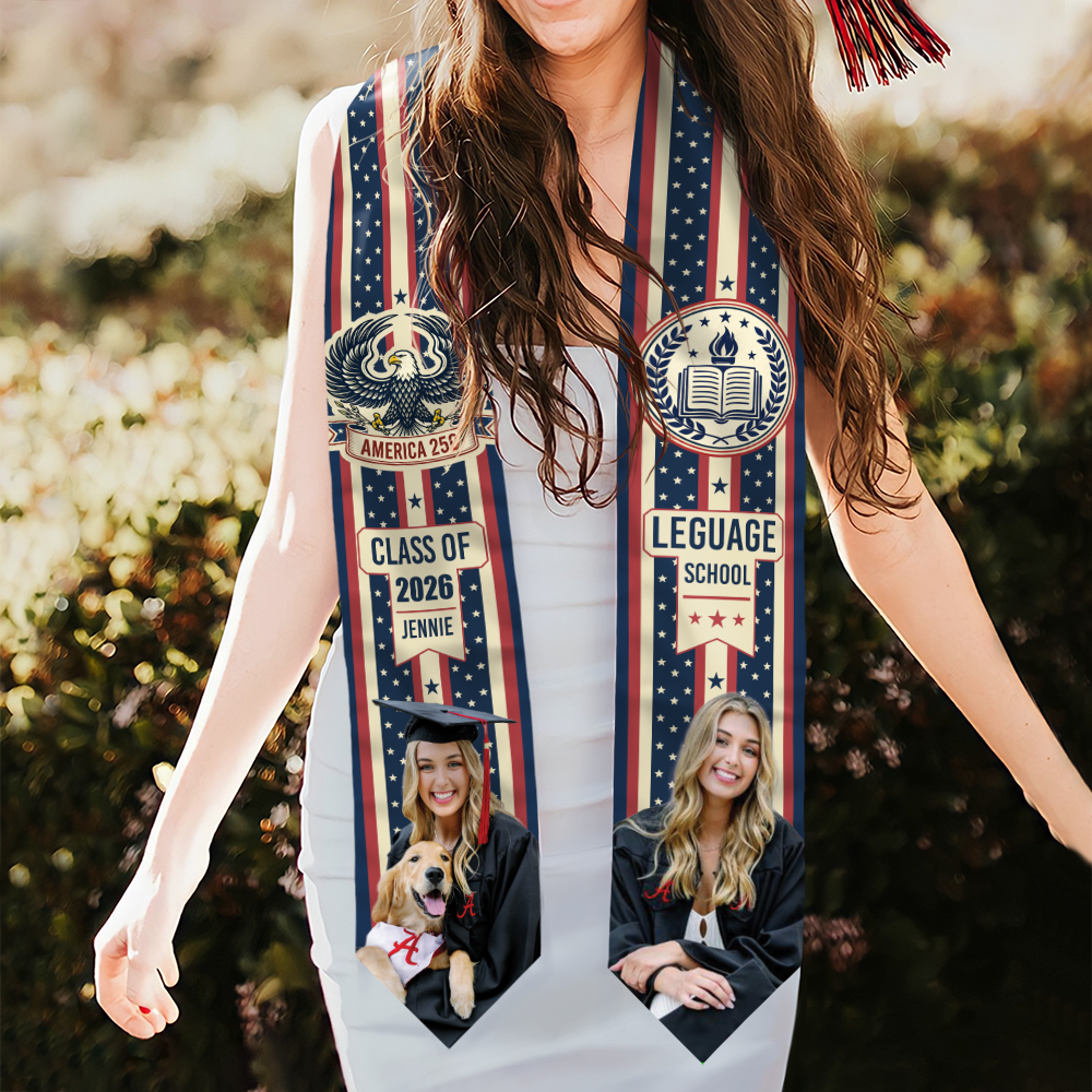 Custom Photo American 250 Senior Graduation Stole LM32 897877