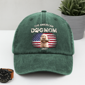 Custom Photo The American Dog Dad Dog Mom Washed Denim Baseball Cap TH10 894115