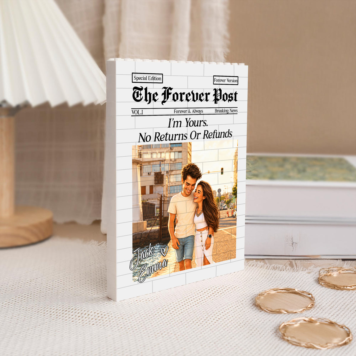 Custom Couple Photo The Forever Post Building Brick Block For Couple TH10 170341